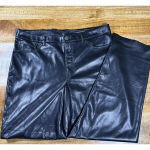 Joie Faux Leather Pants Womens Size 14 Black Straight Leg High Rise